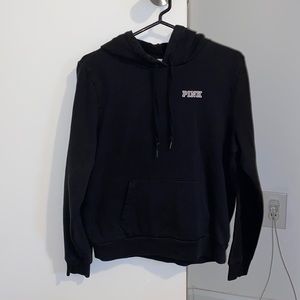 VS PINK SOLID BLACK HOODIE WITH LOGO
